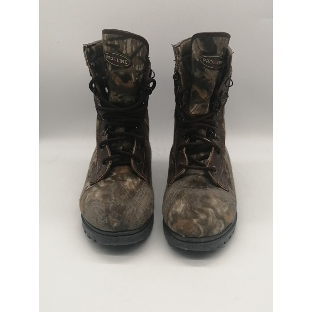 Pro Line Boots Mens Green Camo 8 Hunting Work Shoes Sturdy Thinsulate 61601BU